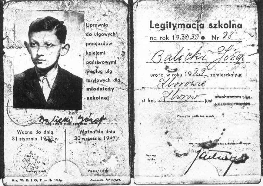 Fig. 1. Forged school identification card issued in Zborów, 1939